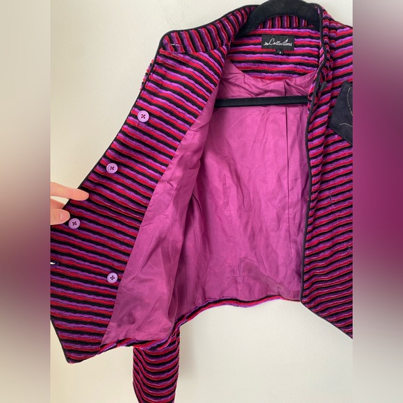 Velvet and metallic textured stripe jacket with tassel embellishment - Picture 14 of 17